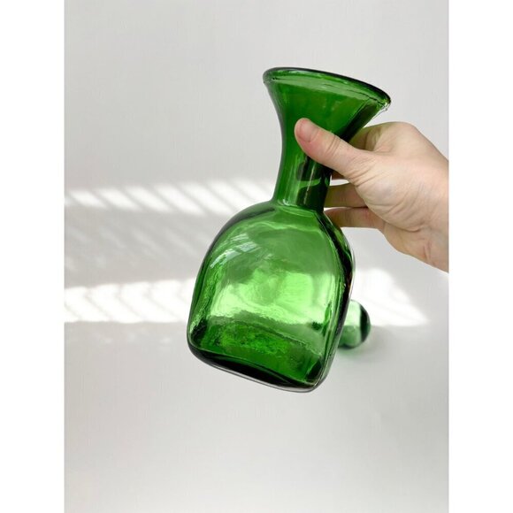 Vintage Midcentury modern Empoli Glass Square Decanter w/ Stopper - Picture 8 of 10